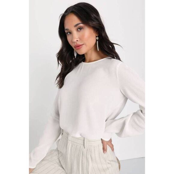 Lulus Tops - Lulus Essentially Effortless White Long Sleeve Top - Size XS